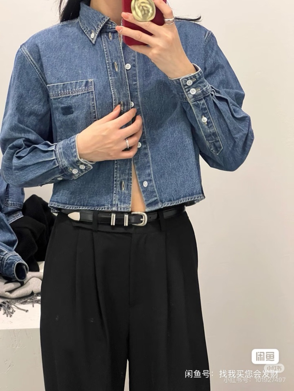 🚩steal Celine Light Blue Denim Cropped Jacket - Picture 6 of 8